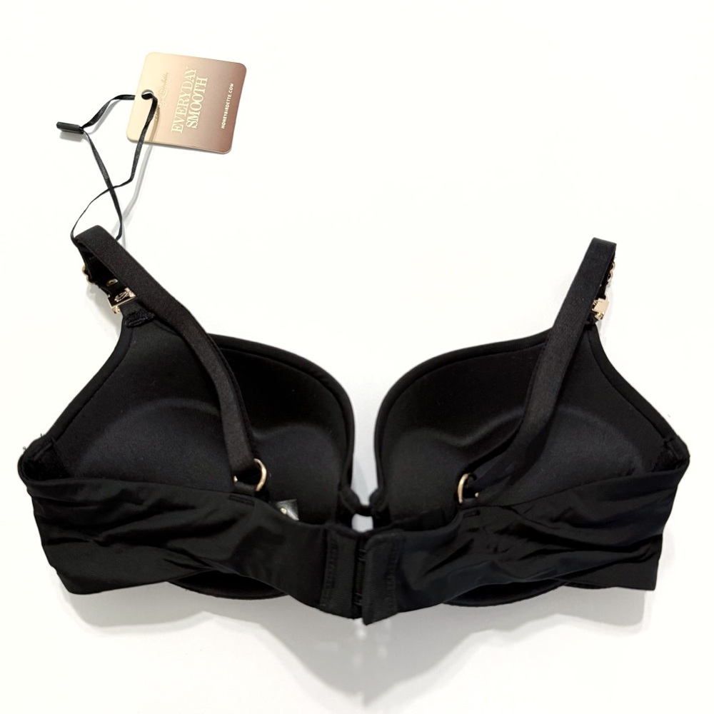 HONEY BIRDETTE BLACK SATIN EVERYDAY SMOOTH PUSH-UP BALCONETTE BRA - Picture 2 of 6